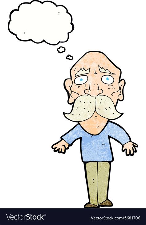 Cartoon sad old man with thought bubble Royalty Free Vector