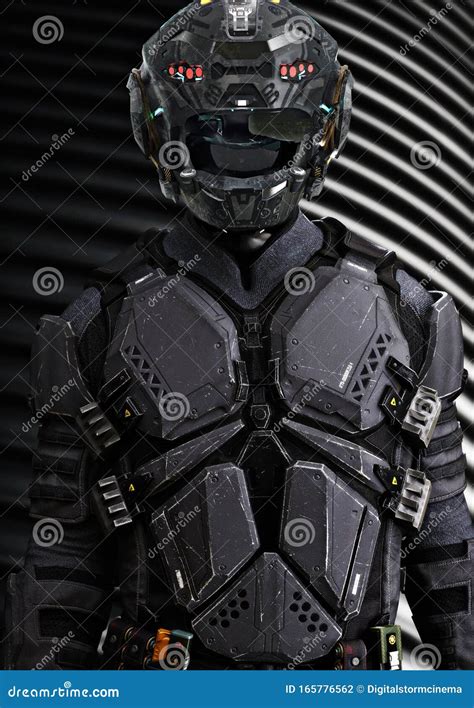 Armored Futuristic Hooded Sci Fi Samurai . Royalty-Free Stock Photo ...