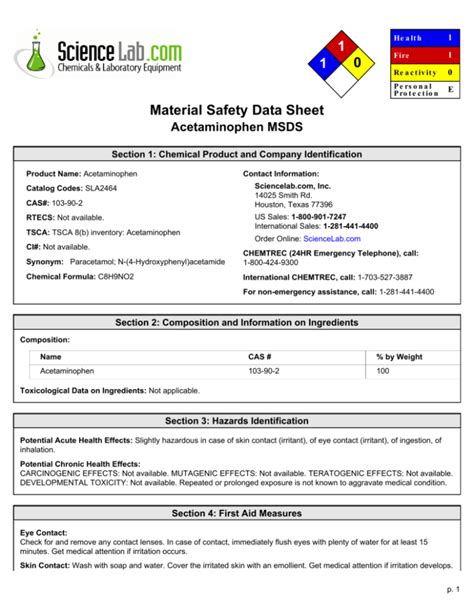 Material Safety Data Sheet ?Acetaminophen? MSDS