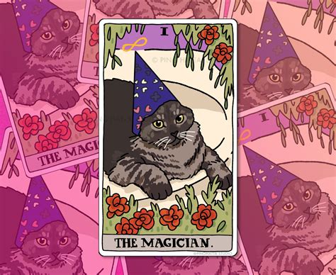 Tarot Cat The Magician Wizard Cat meme Sticker Pegatina de - Etsy España