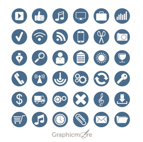 36 Flat Icons Set Design Free Vector Download by GraphicMore