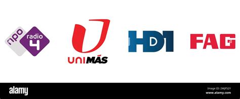 FAG, HD1, NPO Radio 4, UniMas. Editorial vector logo collection Stock ...