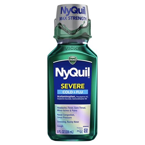 Vicks Nyquil Severe Cough Cold and Flu Medicine, Liquid 8 oz - Walmart.com