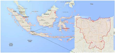 Map of Indonesia, the land area of Jakarta City and the position of the ...