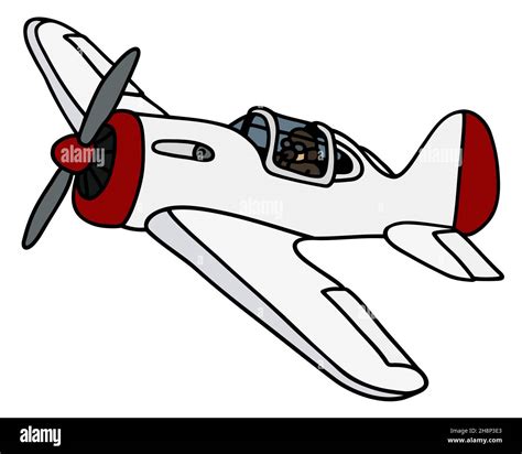 Hand drawing of an old white propeller airplane Stock Photo - Alamy