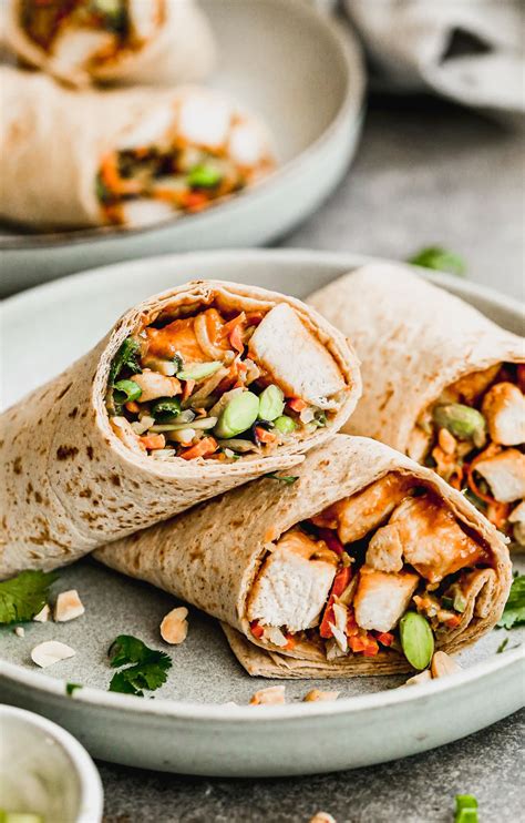 Asian Chicken Wraps with Thai Peanut Sauce