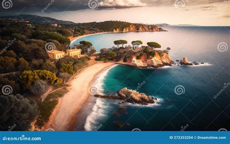 An Aerial View of a Beach and a Body of Water Stock Illustration ...