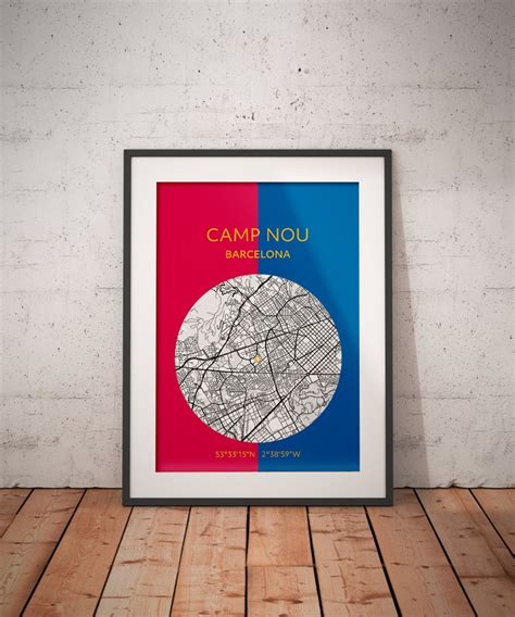 Barcelona: Camp Nou Map Print | Etsy