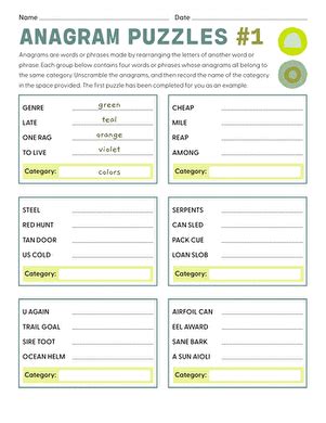 Anagram Puzzles #1 | Worksheet | Education.com em 2024