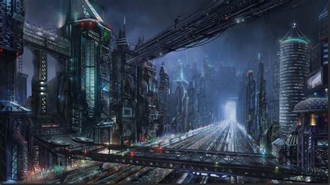 Sci-fi night city | Sci fi city, Futuristic city, Cyberpunk city