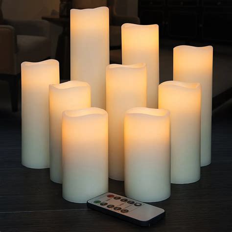 Flameless Candles Battery Operated H 4" 5" 6" 7" 8" 9" Real Wax Pillar ...