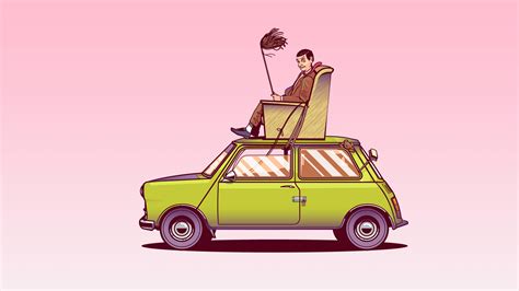 Mr Bean Sitting On Top Of His Car Vector Art Wallpaper,HD Funny ...