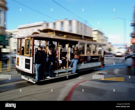 A tram on a street in San Francisco in California, United States Stock ...