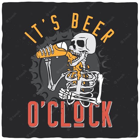 Premium Vector | Skeleton drinking beer