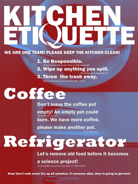 Kitchen Etiquette Poster for Office Use