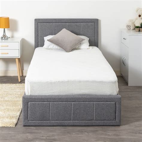 Single Grey Ottoman Bed With Lift Up Storage & Sprung Mattress - Home ...