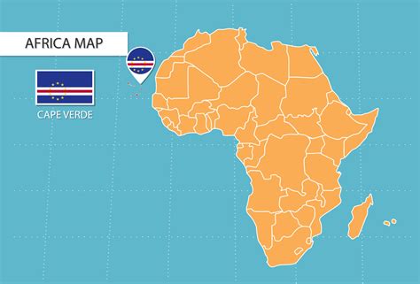 Cape Verde map in Africa, icons showing Cape Verde location and flags ...