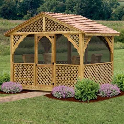 Amish Made 8 x 12ft Deluxe Garden Gazebo with 4 Glider Chairs and 2 ...