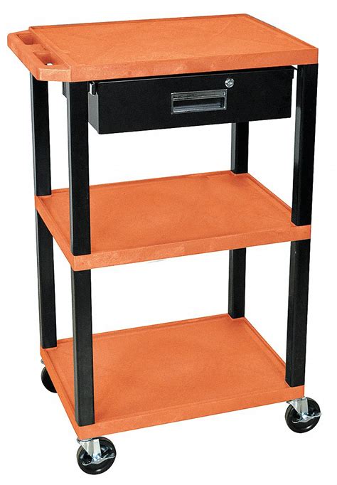 Utility Cart, 300 lb Load Capacity, Number of Shelves 3, 24 in x 18 in ...