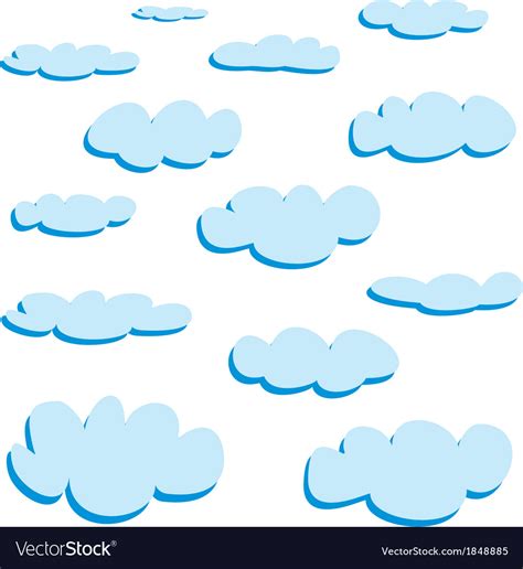 Blue clouds isolated on white background - set Vector Image