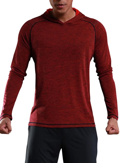 Mens Long Sleeve Active Sports Shirts With Hooded Performance ...