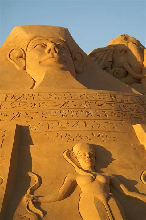 Sand Sculpture Egyptian Pyramid Stock Photo - Image of hieroglyph ...