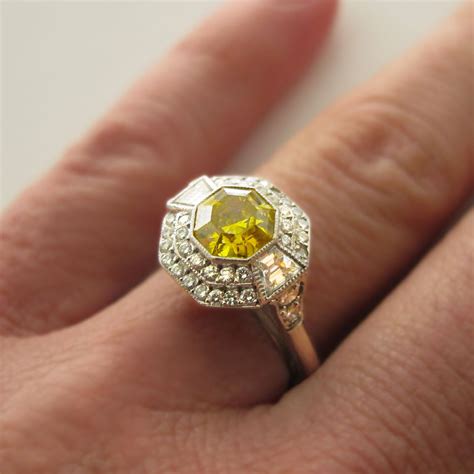 Yellow Diamond Antique Engagement Rings - Wedding and Bridal Inspiration