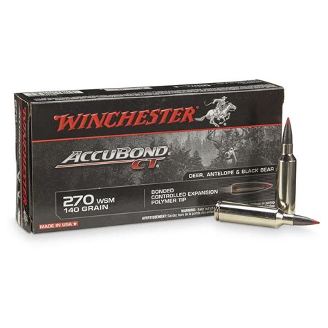 Winchester AccuBond CT, .270 WSM, AccuBond CT, 140 Grain, 20 Rounds ...