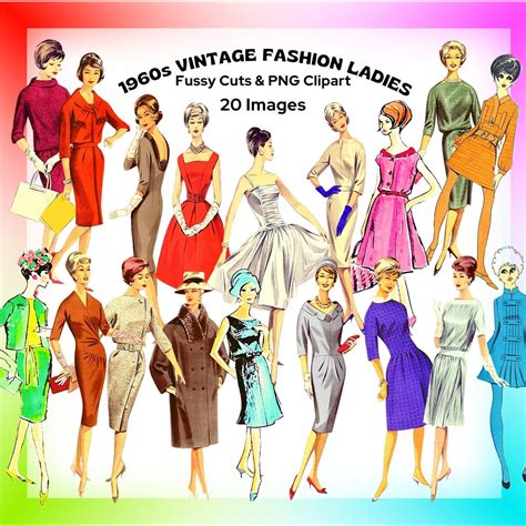 Vintage Fashion Ladies 1960s Fussy Cut and Clipart Set No. 3 - Etsy