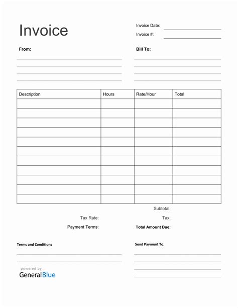 Blank Invoice Template in PDF Printable