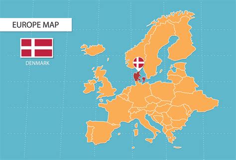 mapa de dinamarca en europa, íconos que muestran la ubicación de ...