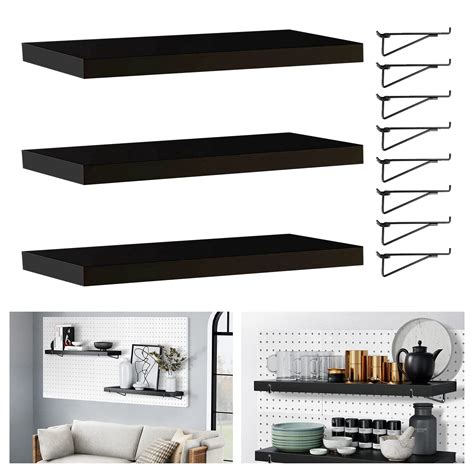 Buy Black Pegboard Shelf, 3 Pack Pegboard Shelves Brackets with Metal ...