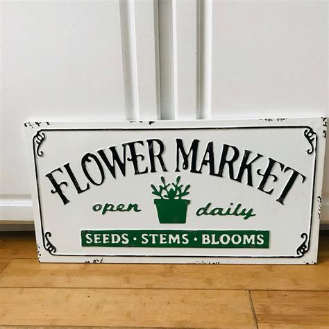 Vintage Enameled Flower Sign Restaurant farmhouse collectible Laundry ...