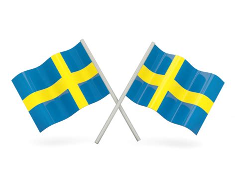 Two wavy flags. Illustration of flag of Sweden