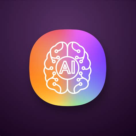 Artificial intelligence app icon. UI UX user interface. Digital brain ...