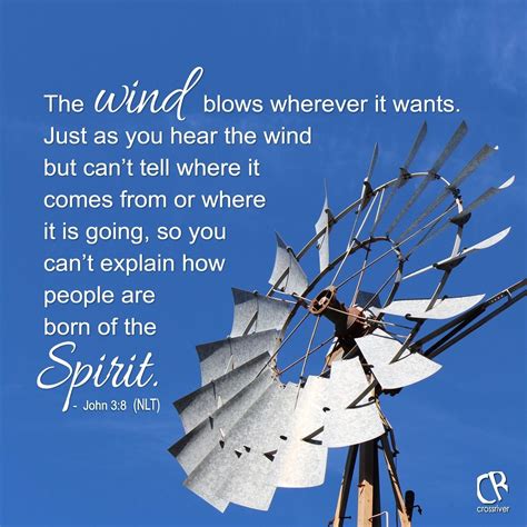 John 3:8. The wind blows wherever it wants. Just as you can hear the ...