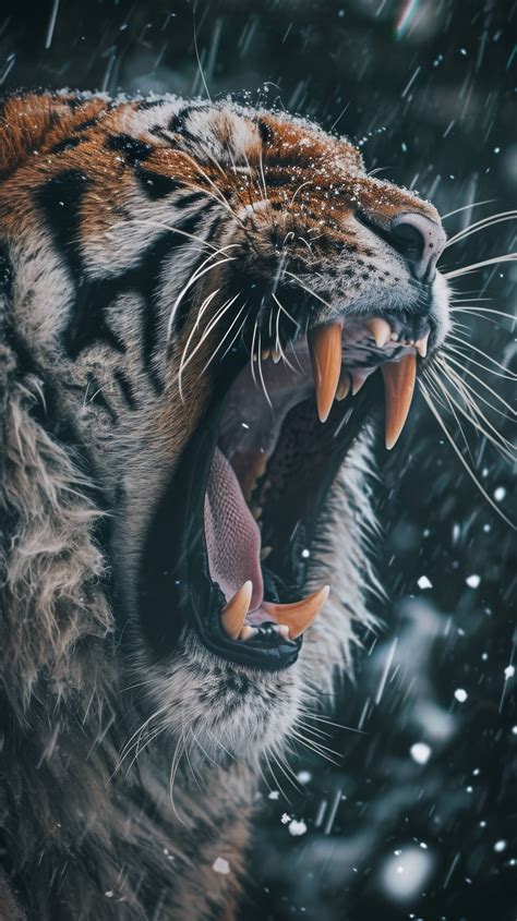 tiger roaring, close-up of tiger face, angry tiger, wildlife ...