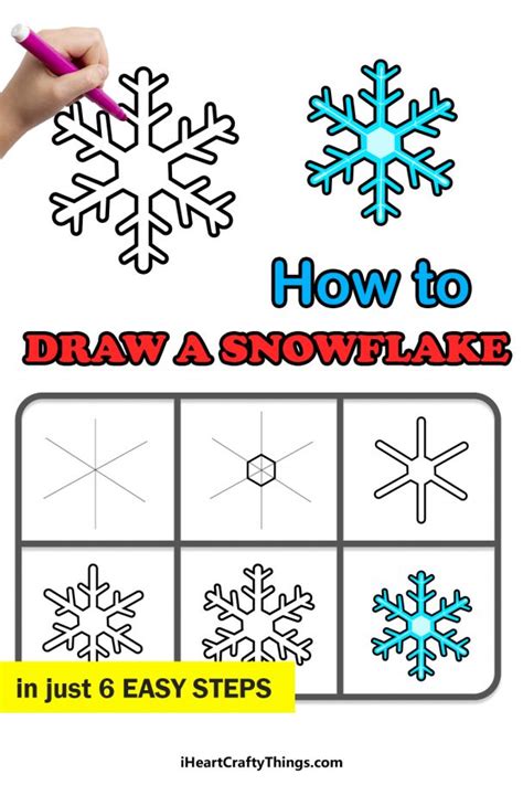 Snowflake Drawing - How To Draw A Snowflake Step By Step!