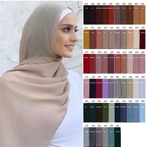 56 Colors Women Solid Color Chiffon Hijab Scarf Wrap Islamic Shawls ...