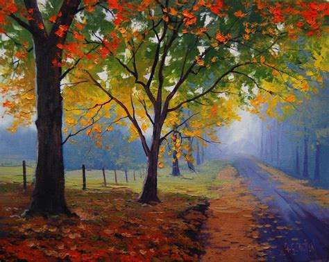 Forests: Road Side Fall Autumn Painting Path Trees By Artsaus D5at512 ...