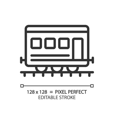 Passenger railroad carriage pixel perfect linear icon. Railway car ...