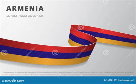 Flag of Armenia. Realistic Wavy Ribbon with Armenian Flag Colors ...