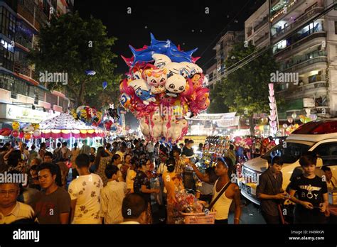 Yangon, Myanmar. 13th Oct, 2016. People celebrate the Thadingyut ...