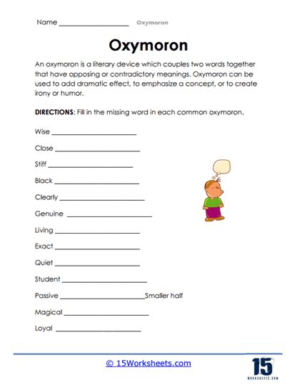 Oxymoron Worksheets - 15 Worksheets.com