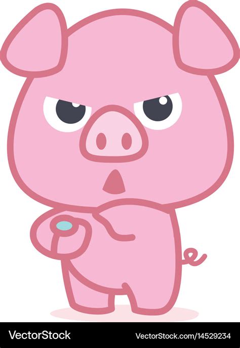 Character of pink pig cartoon Royalty Free Vector Image