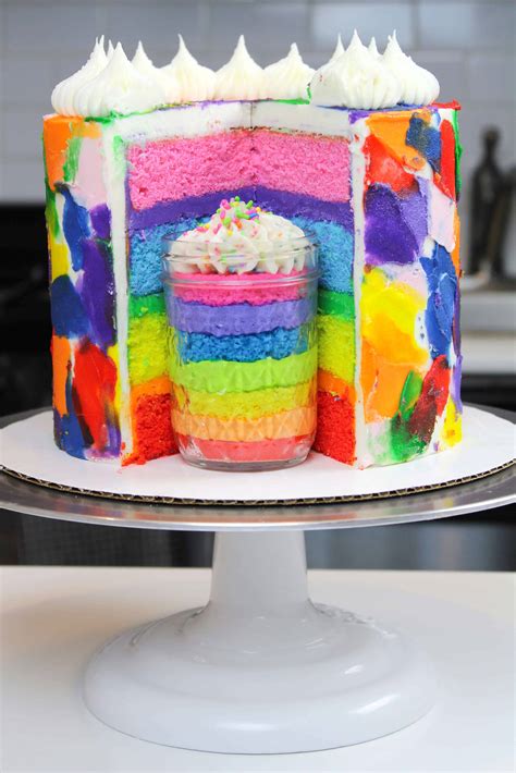 Rainbow Cake Recipe with Four Cake Layers - Chelsweets