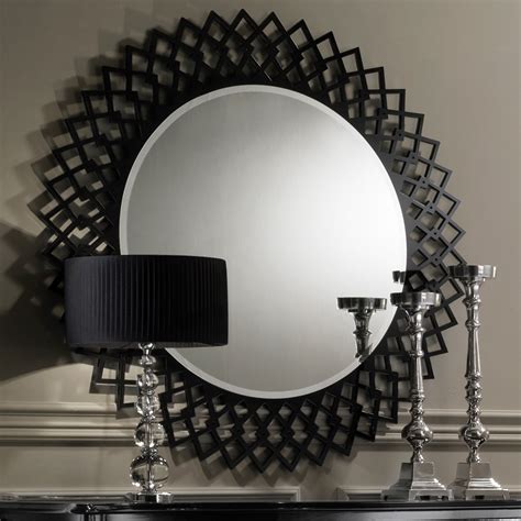 Contemporary Designer Black Round Mirror - Juliettes Interiors