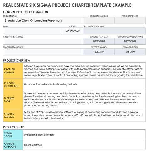 Six Sigma Project Charters and Examples | Smartsheet