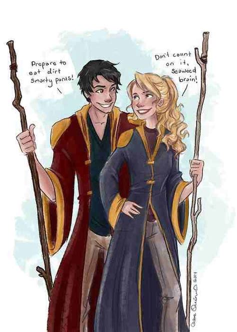 Percy Jackson and Annabeth at Hogwarts XD | Percy and annabeth, Percy ...