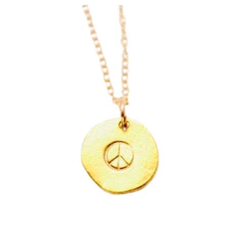 Peace Sign Necklace, Gold Peace Sign Necklace, Stamped Peace Sign ...